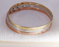 Trio de bracelets joncs personnalisés - Plaqué or, argent et argent rosé