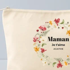 Trousse en coton personnalisée - Couronne Florale