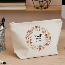 Trousse en coton personnalisée - Couronne Florale