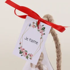 Vase suspendu avec roses éternelles - Message personnalisé