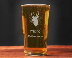 Verre à bière personnalisé prénom- Cerf