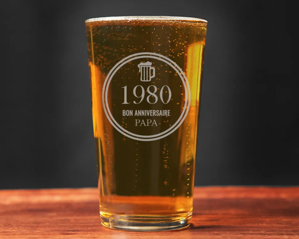 Verre à bière personnalisé anniversaire - Année de naissance
