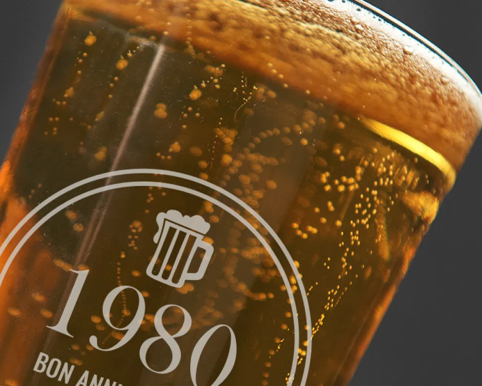Verre à bière personnalisé anniversaire - Année de naissance