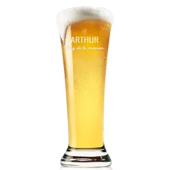 Verre à bière personnalisé flûte - Prénom et message