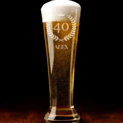 Verre à bière personnalisé flûte - Lauriers