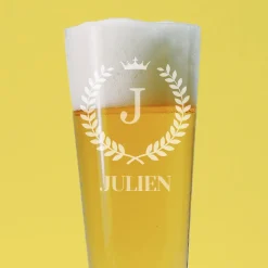 Verre à bière personnalisé flûte - Lauriers