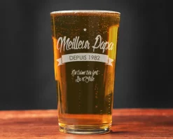 Verre à bière personnalisé message - Meilleur Papa