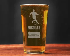 Verre à bière personnalisé prénom - Foot