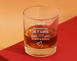 Verre à whisky personnalisé couple - Aujourd'hui je t'aime depuis