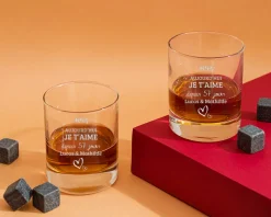 Verre à whisky personnalisé couple - Aujourd'hui je t'aime depuis